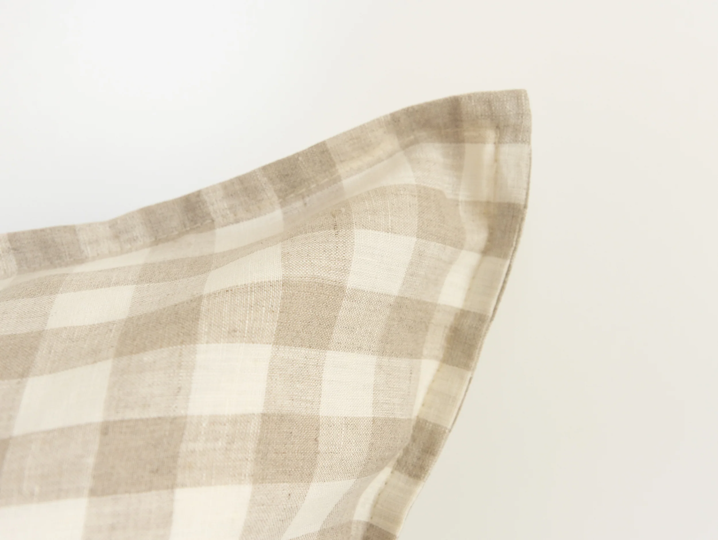 Ava Linen Filled Cushion - Natural Gingham - Image 2