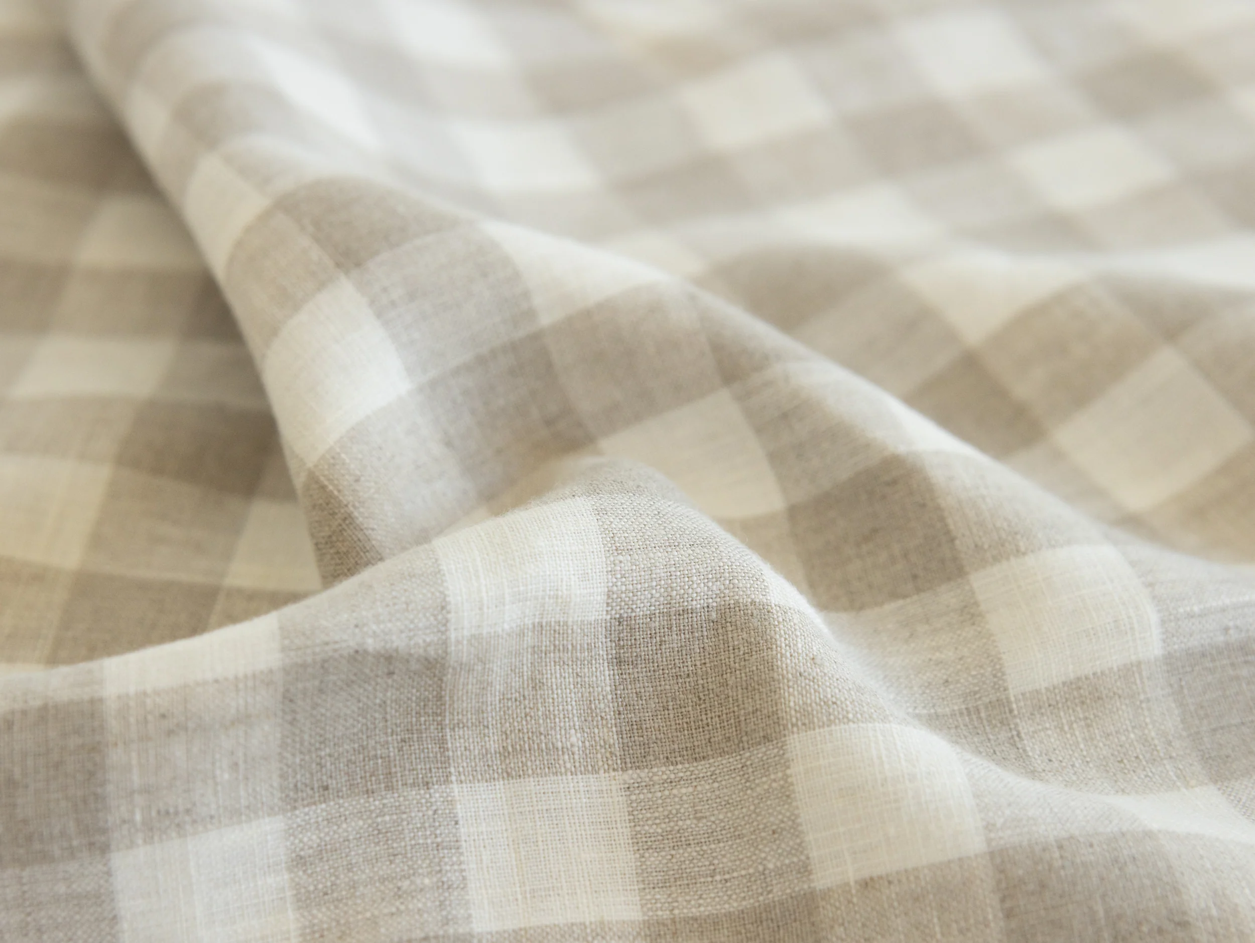 Ava Linen Filled Cushion - Natural Gingham - Image 3