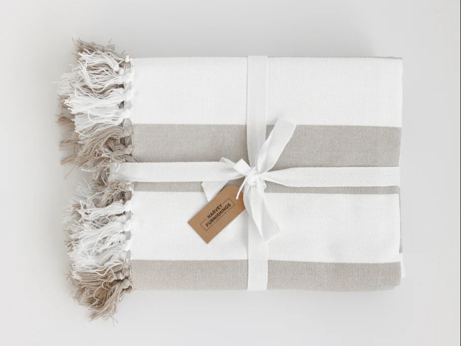 Coronado Stripe Throw - Beige/White