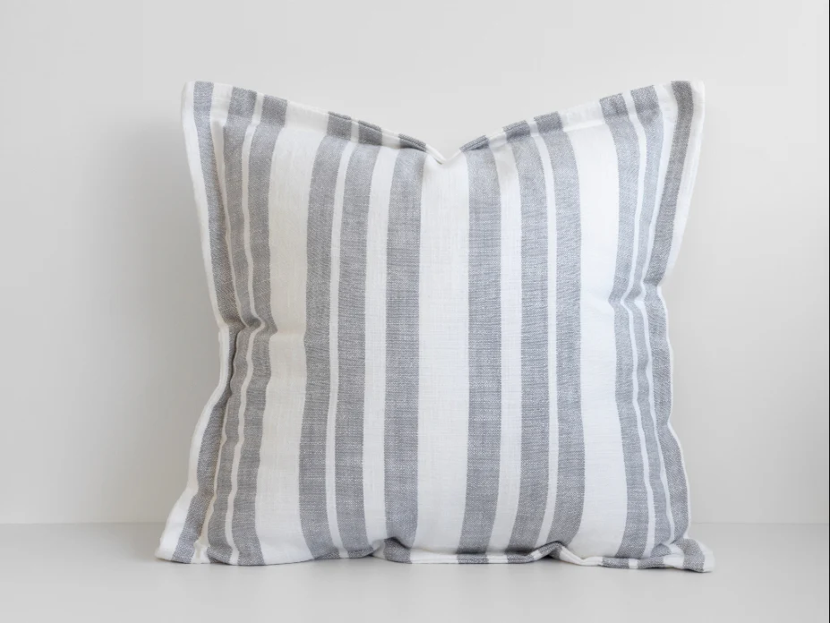 Laguna Stripe Filled Cushion - Light Grey/White