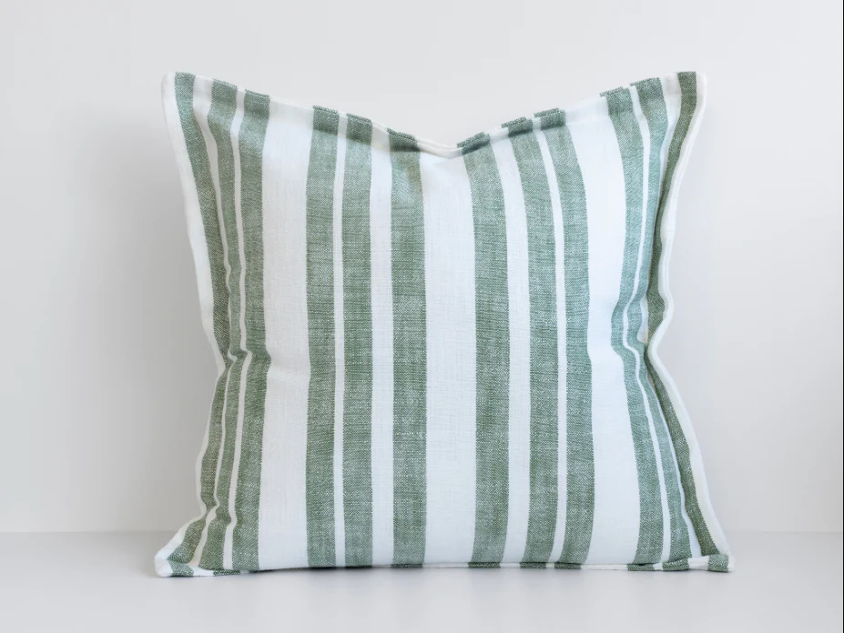 Laguna Stripe Filled Cushion - Mint/White