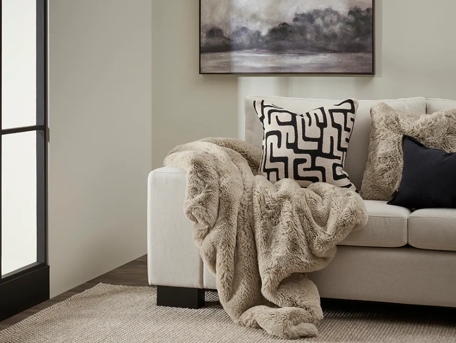 Pelage Faux Fur Filled Cushion - Taupe - Image 2
