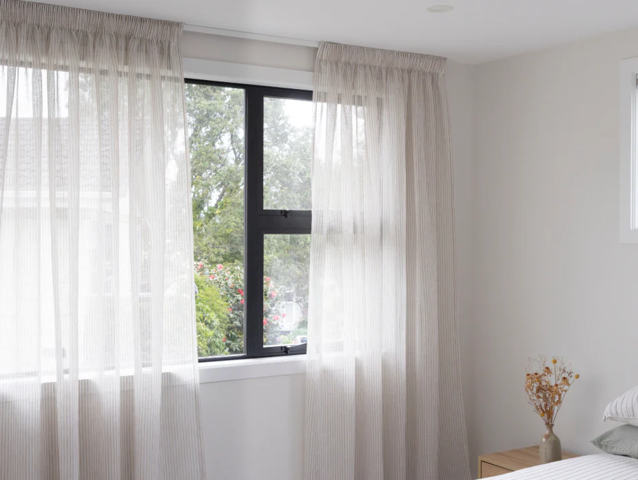 Sumner Stripe Sheer Readymade Curtains - Natural