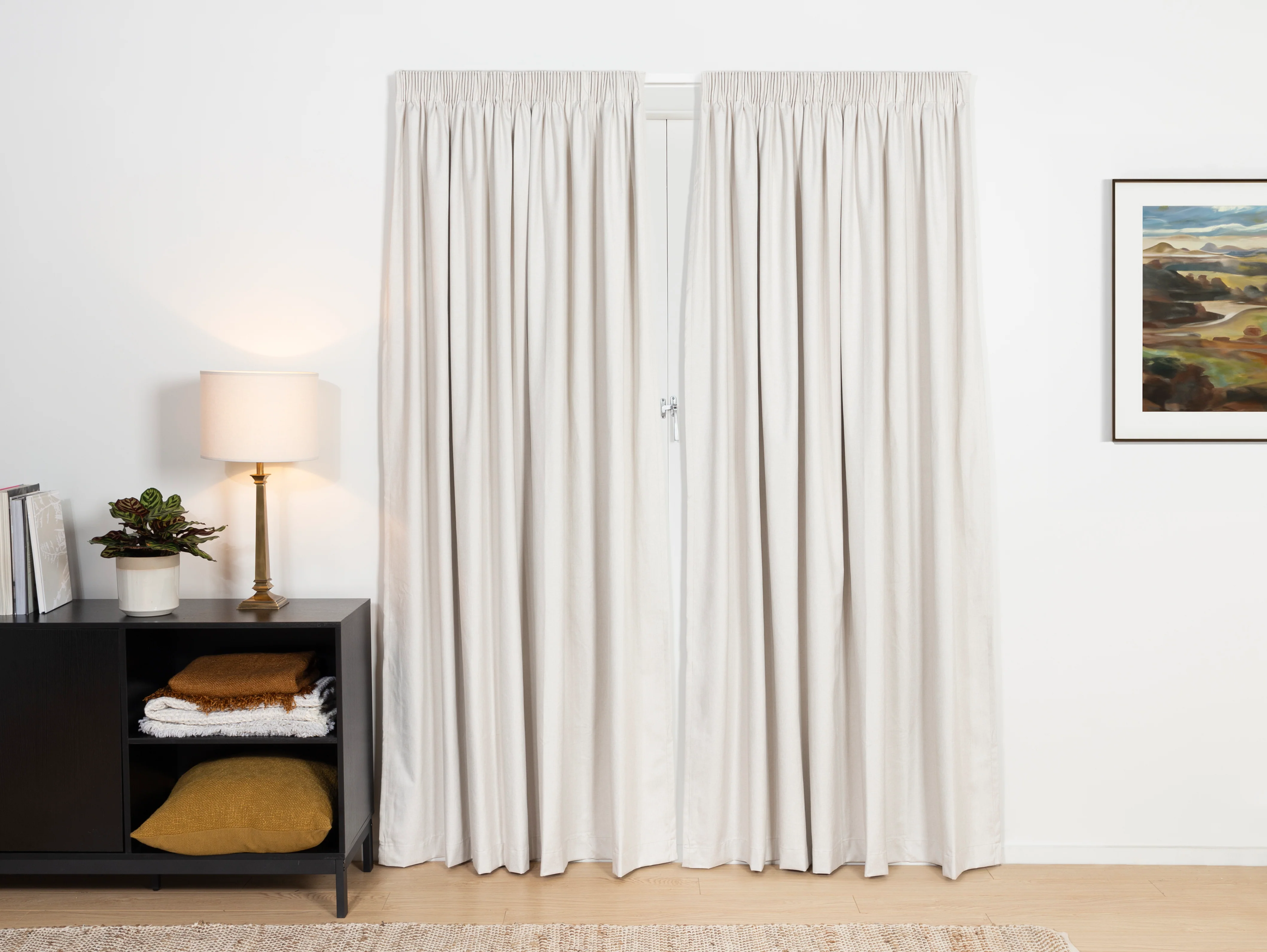 Wanaka Blockout Pencil Pleat Curtains - Sand - Image 2